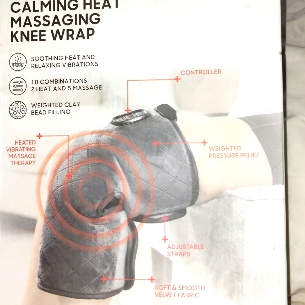 Sharper Image Gray Heat Massaging Knee Wrap
